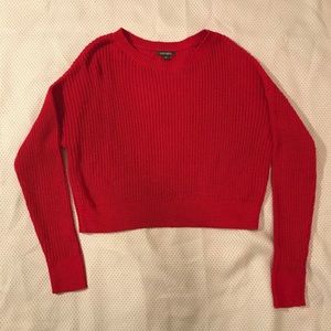 Red Wild Fable Cropped Sweater